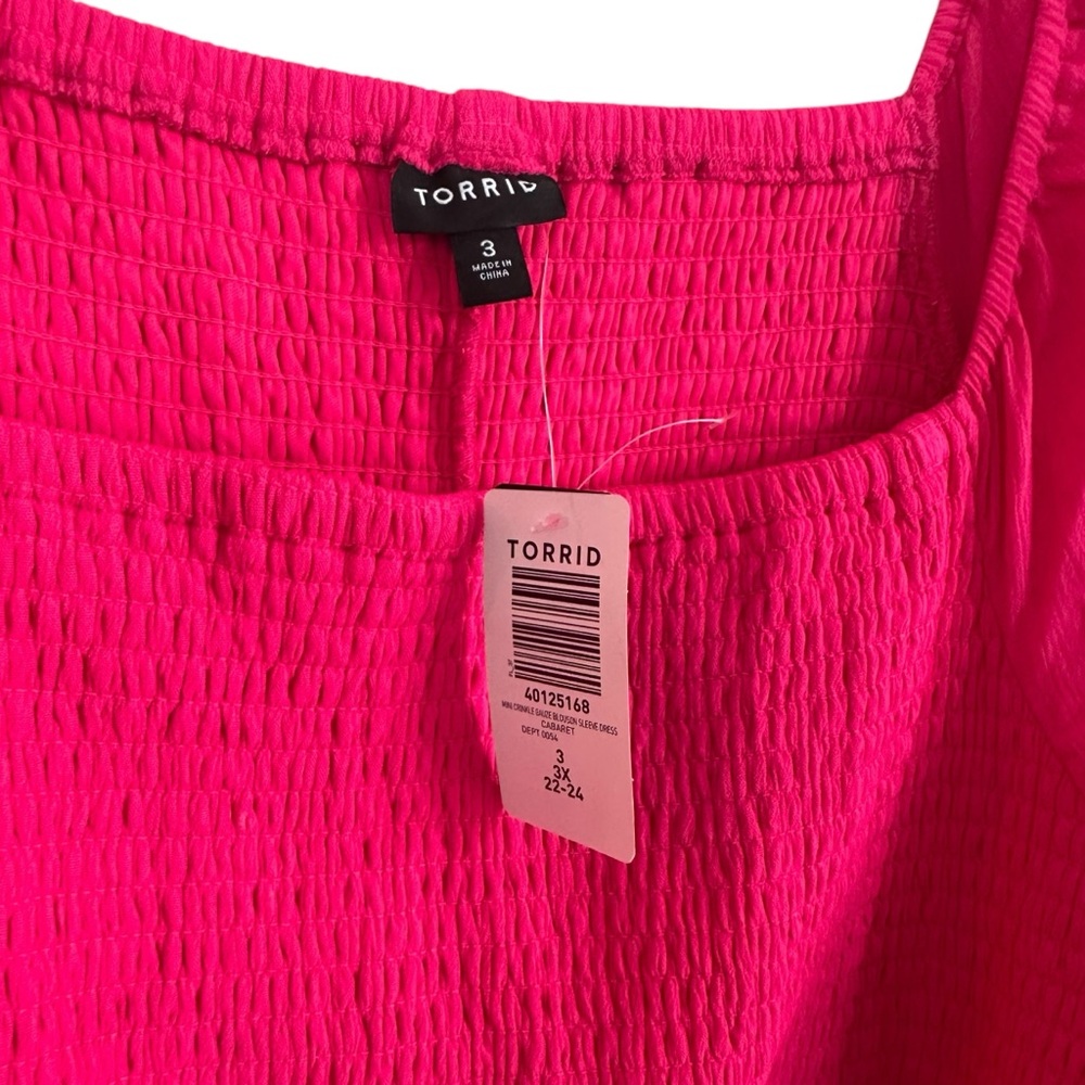 Torrid Mini Crinkle Gauze Blouson Sleeve Dress Size 3X NWT - Picture 6 of 7